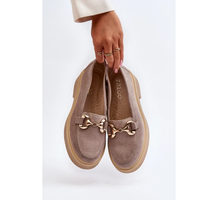 Zazoo 3429 Zamszové Dámské Mokasíny S Ozdobou Hnědé