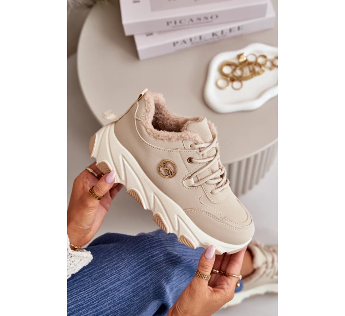 Zateplené Dámské Sportovní Boty Na Na Platformě Béžové model 21668469 - Boto Zateplené Dámské Sportovní Boty Na Na Platformě Béžové model 21668469 - Boto