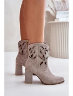 Semišové Prodyšné Botky Na Podpatku Kávové Lewski 3629