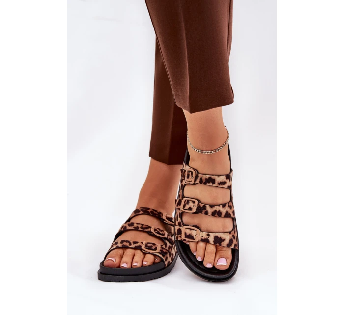 Dámské Pantofle S Pásky A Přezkami V Leopardím Vzoru Hnědé Uliri Dámské Pantofle S Pásky A Přezkami V Leopardím Vzoru Hnědé Uliri