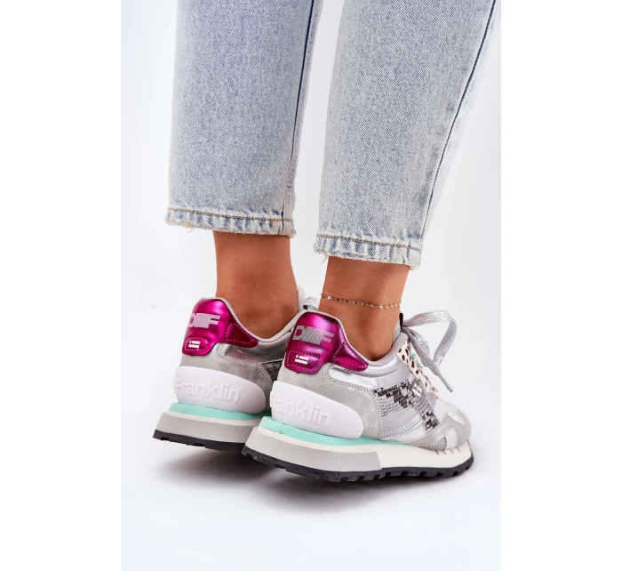 Semišové Sportovní Boty Tenisky Dámské D.Franklin Ztlumená Bílá DFSH387005 Semišové Sportovní Boty Tenisky Dámské D.Franklin Ztlumená Bílá DFSH387005