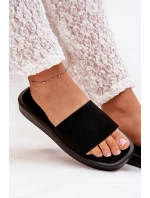 Dámské Pantofle Na Platformě Z Eko Semiše Černé model 21703770 - Boto Dámské Pantofle Na Platformě Z Eko Semiše Černé model 21703770 - Boto