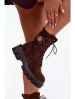 Dámské workery s ozdobným prvkem zateplené čokoládové Ilyane Dámské workery s ozdobným prvkem zateplené čokoládové Ilyane