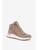 Dámské sportovní kotníkové boty na platformě z přírodního semiše Zazoo – béžové Dámské sportovní kotníkové boty na platformě z přírodního semiše Zazoo – béžové