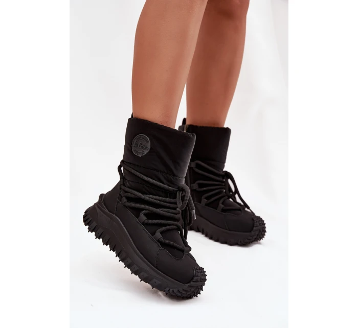 Dámské kožené sněhule na platformě Lee Cooper – černé Dámské kožené sněhule na platformě Lee Cooper – černé