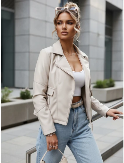 FashionStreet dámské krátké kožené boty Ramones light beige TY5630