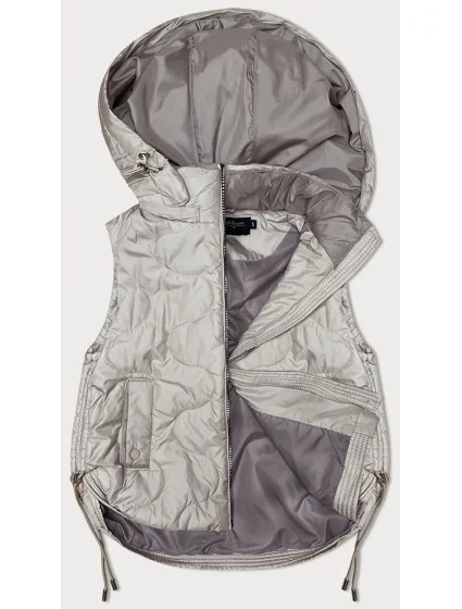 Světle béžová krátká dámská vesta s odepínací kapucí model 19709957 - BH FOREVER