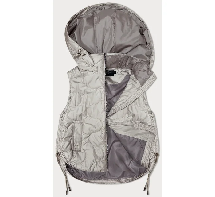 Světle béžová krátká dámská vesta s odepínací kapucí model 19709957 - BH FOREVER