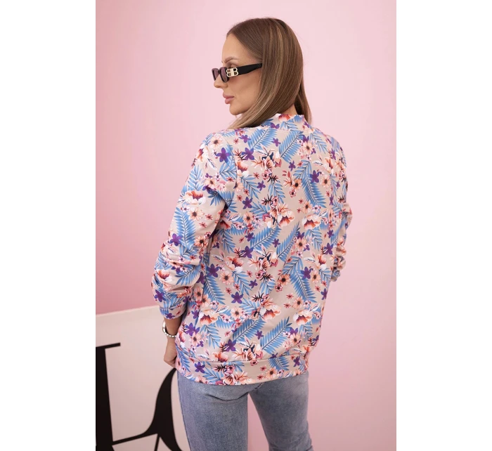 Dámská bavlněná mikina s potiskem a zipem neonově růžová Dámská bavlněná mikina s potiskem a zipem neonově růžová