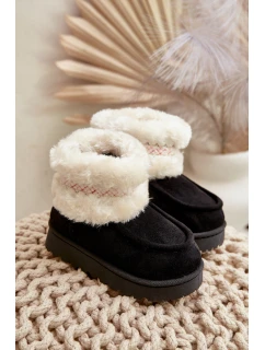 Sněhové boty dětské s kožešinou a vzorem černé model 21678781 - Boto