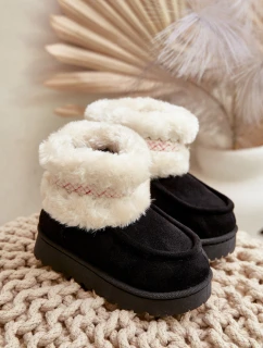 Sněhové boty dětské s kožešinou a vzorem černé model 21678781 - Boto