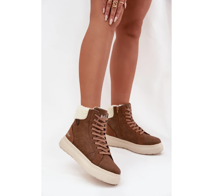 Dámské zimní boty s kožíškem Lee Cooper LCJ-25-01-3735 hnědé