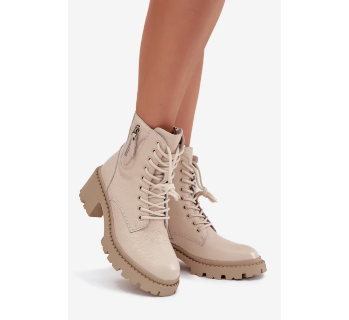 Dámské kotníkové boty Vinceza na kocích s ocieplením – béžové Dámské kotníkové boty Vinceza na kocích s ocieplením – béžové