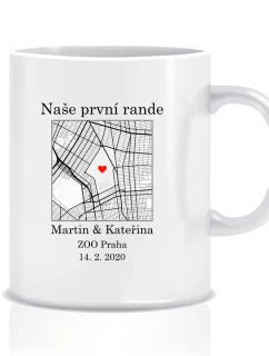 Personalizovaný klasický bílý hrníček s mapou