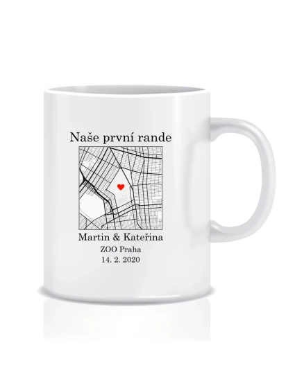 Personalizovaný klasický bílý hrníček s mapou