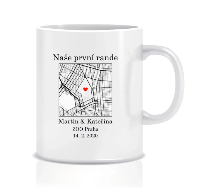 Personalizovaný klasický bílý hrníček s mapou