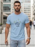 Tshirt męski bawełniany z nadrukiem błękitny model 22277365 - FashionStreet Tshirt męski bawełniany z nadrukiem błękitny model 22277365 - FashionStreet