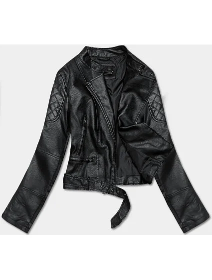 Černá bunda ramoneska z ekokůže se stojáčkem (AX-805) Černá bunda ramoneska z ekokůže se stojáčkem (AX-805)