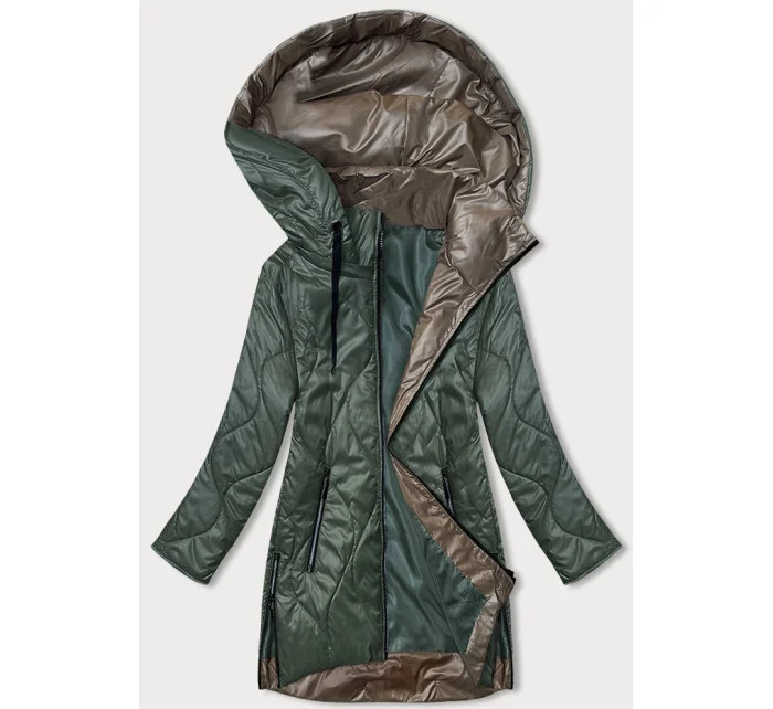 Tmavě zelená dámská bunda s odepínací kapucí model 18851537 - S'WEST Tmavě zelená dámská bunda s odepínací kapucí model 18851537 - S'WEST