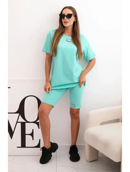 Dámský bavlněný komplet s krátkým rukávem a šortkami mincovna Dámský bavlněný komplet s krátkým rukávem a šortkami mincovna