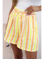 Dámské bavlněné šortky pruhované žlutý neon