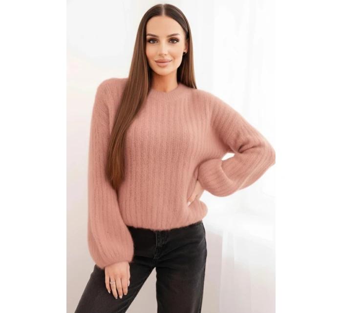 Svetr z mohairu dámský s nabíranými rukávy bordový Svetr z mohairu dámský s nabíranými rukávy bordový