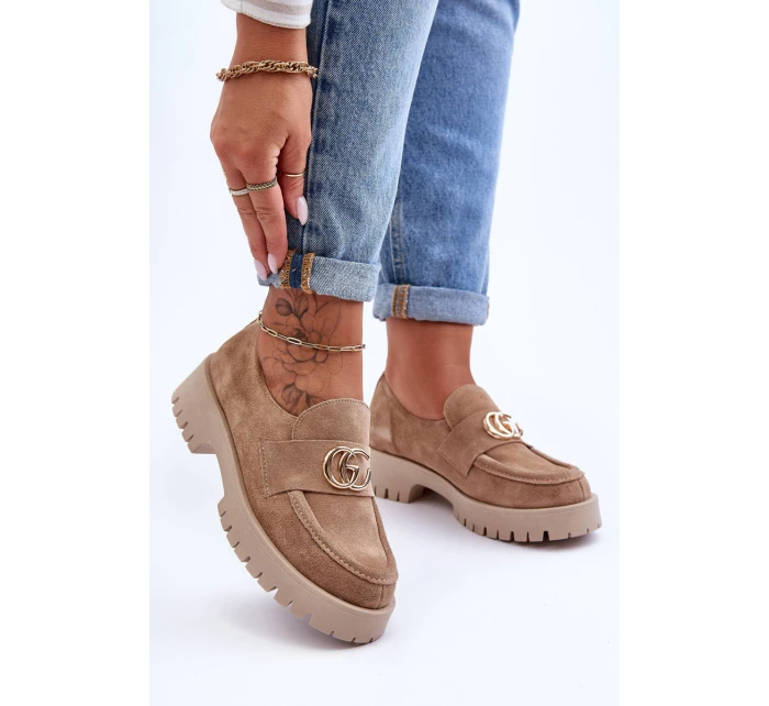 Dámské semišové polobotky s ozdobou Bežové Rosefalls