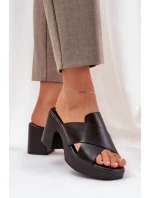 Lehké sandály na podpatku z eko kůže černé Kacaria Lehké sandály na podpatku z eko kůže černé Kacaria