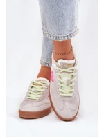 Semišové Sportovní Boty Tenisky Dámské D.Franklin Ztlumená Bílá DFSH387005