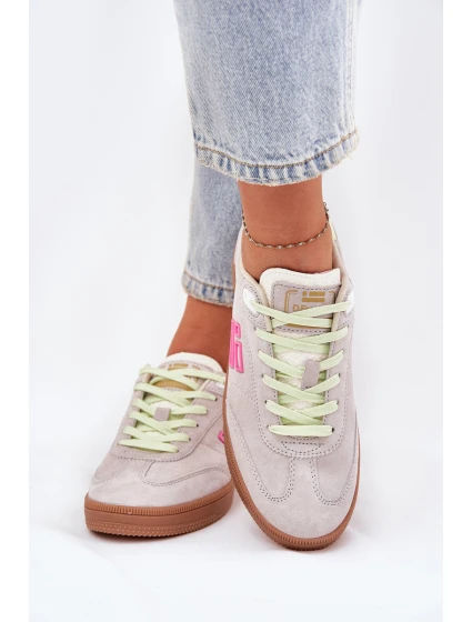 Semišové Sportovní Boty Tenisky Dámské D.Franklin Ztlumená Bílá DFSH387005