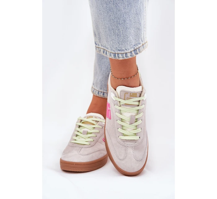 Semišové Sportovní Boty Tenisky Dámské D.Franklin Ztlumená Bílá DFSH387005