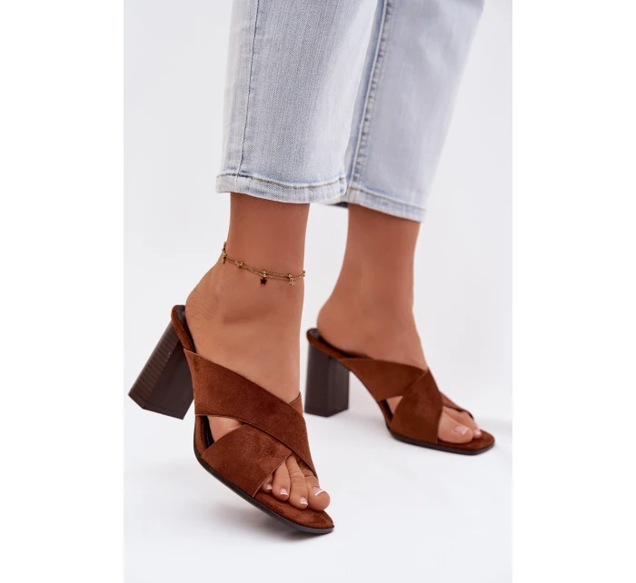 Dámské sandály na podpatku hnědé Denessa