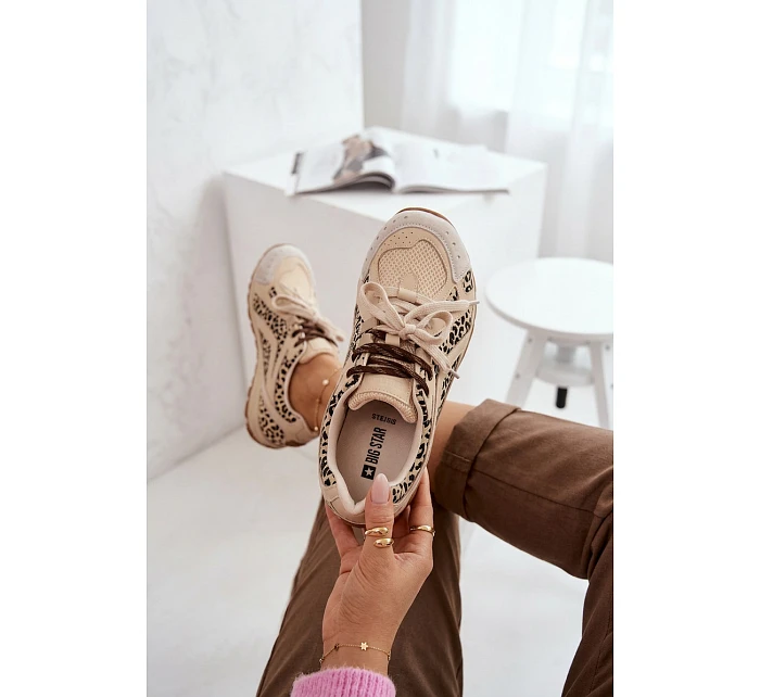 Kožené semišové dámské tenisky Big Star model 22074804 béžové - Big Star Shoes Kožené semišové dámské tenisky Big Star model 22074804 béžové - Big Star Shoes