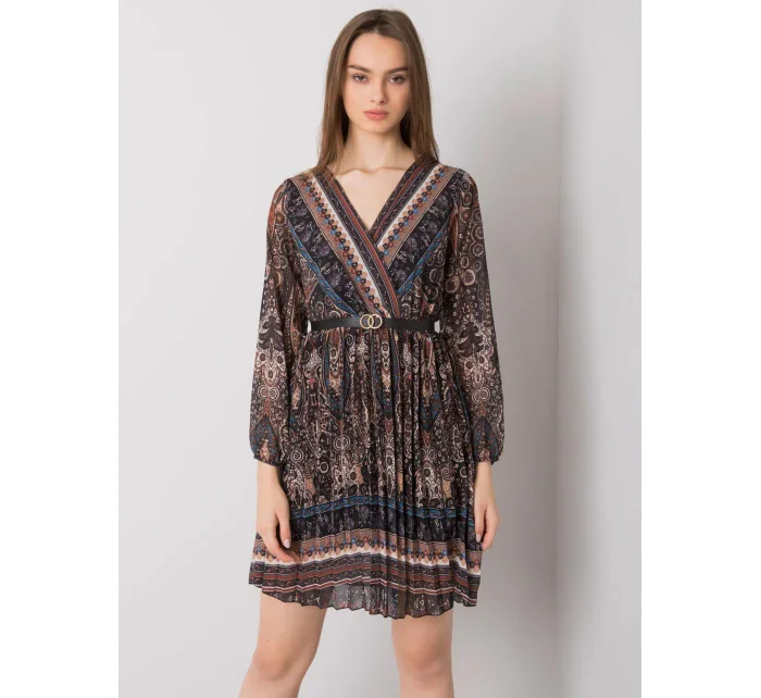 Šaty DHJ SK model 17355672 černá a béžová - FPrice Šaty DHJ SK model 17355672 černá a béžová - FPrice