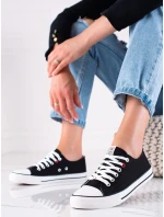 Jedinečné černé  tenisky dámské bez podpatku