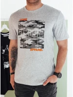 Pánské šedé tričko s potiskem FashionStreet RX5455
