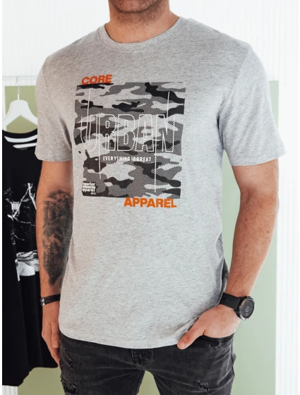 Pánské šedé tričko s potiskem FashionStreet RX5455