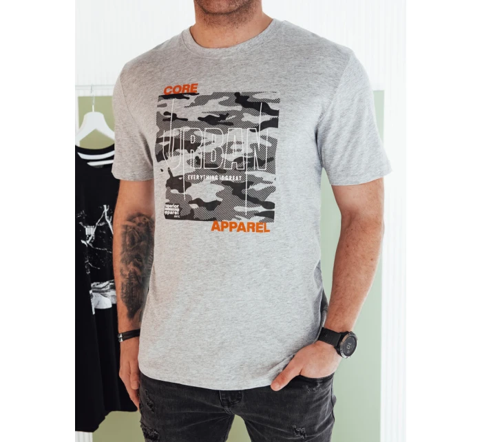 Pánské šedé tričko s potiskem FashionStreet RX5455