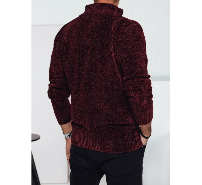 Pánský svetr bez knoflíků vínové barvy FashionStreet WX2233