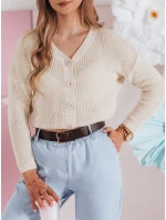 Dámský žebrovaný svetr oversize ecru Dstreet model 21986099 - FashionStreet Dámský žebrovaný svetr oversize ecru Dstreet model 21986099 - FashionStreet