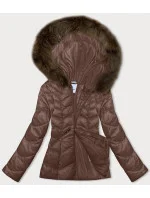 Prošívaná dámská bunda ve velbloudí barvě s kapucí pro přechodné období model 21247225 - Glakate