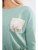 Šaty s flitrovou kapsou tmavě mátové Šaty s flitrovou kapsou tmavě mátové