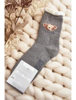 Husté Bavlněné Ponožky S Medvídkem Šedé