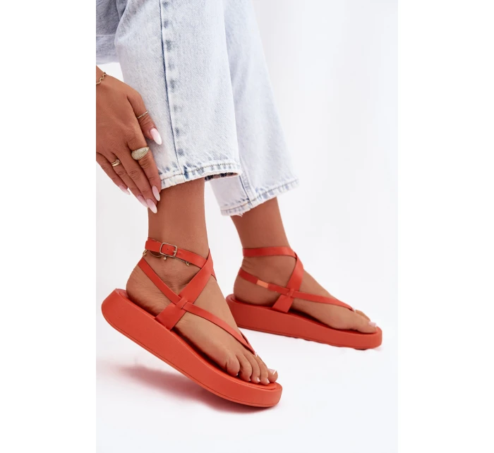 Dámské žabky na platformě oranžové model 22038427 - Boto