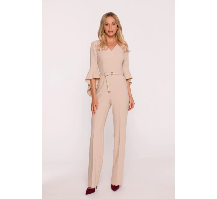 Kombinéza s rukávy béžová model 21319111 - STYLOVE Kombinéza s rukávy béžová model 21319111 - STYLOVE