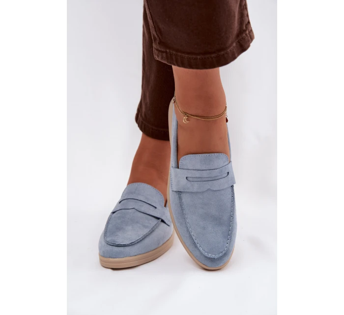 Dámské mokasíny z eko semiše – modré Renelia