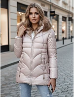 Dámská zimní bunda s kapucí TY4441 béžová - FashionStreet