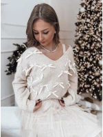 Dámský svetr s mašlemi tmavě béžový Dstreet model 21982135 - FashionStreet