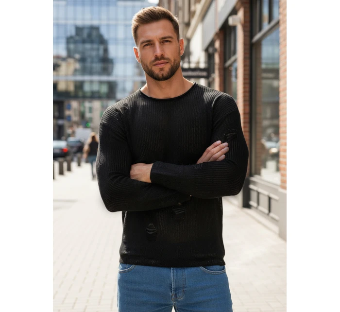 Pánský černý svetr model 21995247 - Dstreet Pánský černý svetr model 21995247 - Dstreet
