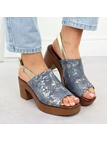 Dámské sandály na jehlovém podpatku denim gold M.Daszynski model 22051579 - M. Daszyński